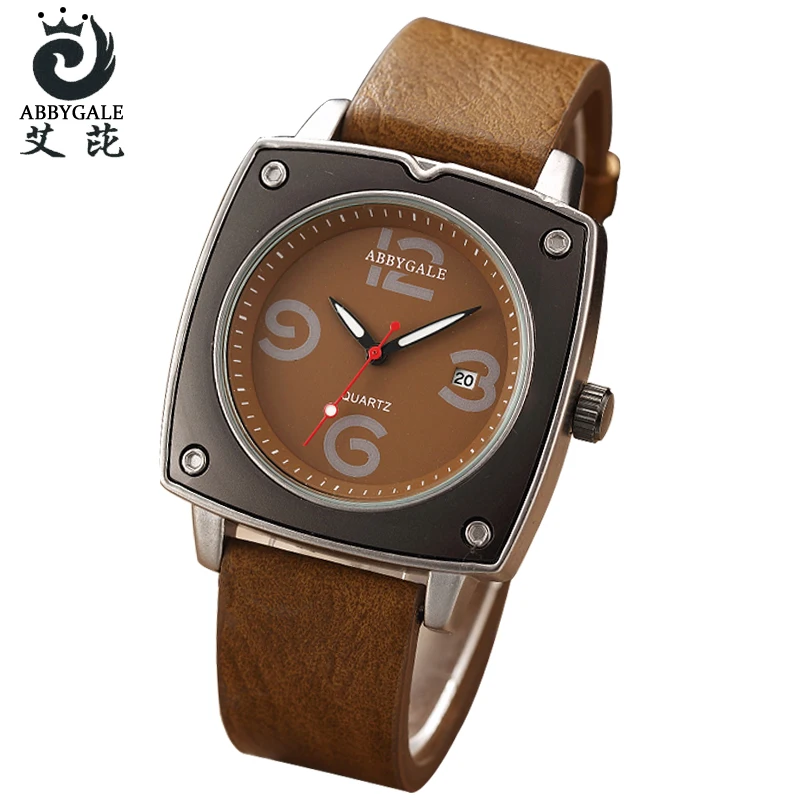 

Unique Fashion Unisex Watches Women Square Big Numberals Dial Leather Creative Date Dresses Quartz Wrist Watch Ladies Men Clock