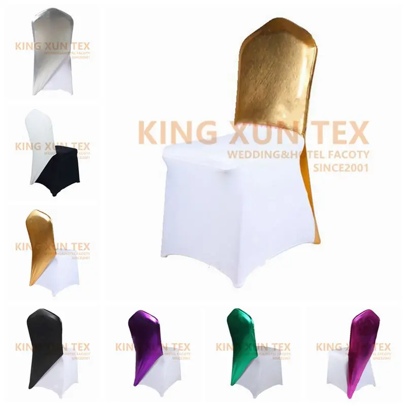 

Bronzing Mettalic Half Lycra Spandex Chair Cover Cap Stretch Chair Hood Covers For Wedding Event Decoration