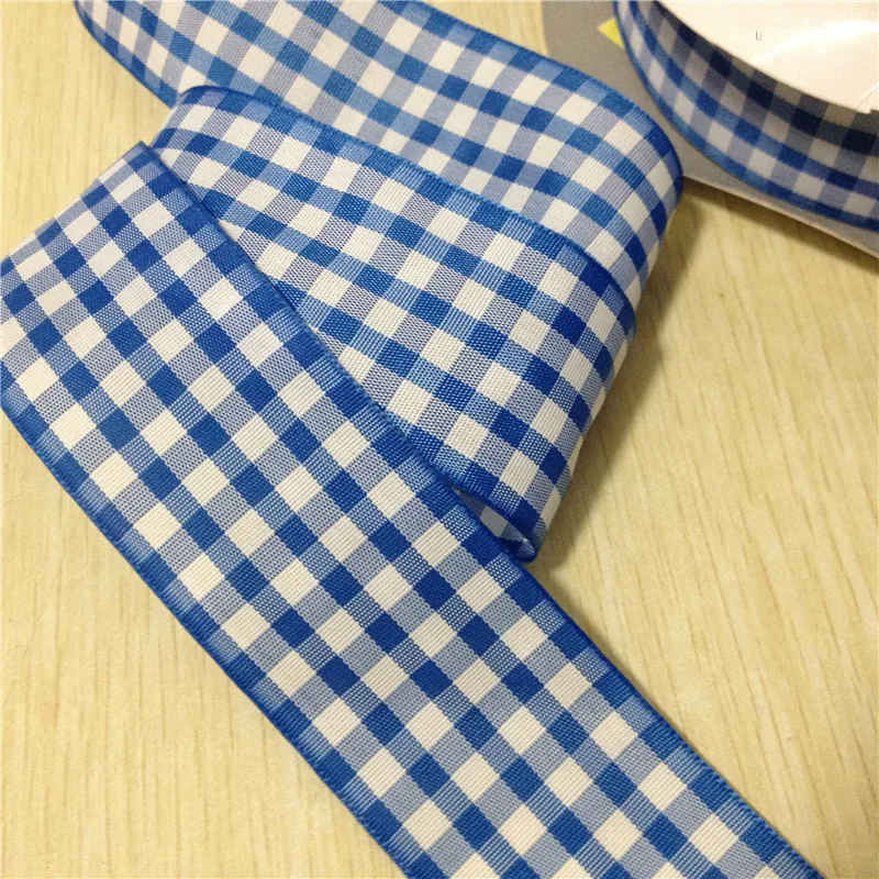 25 38 mm Width 100% polyester blue Plaid Ribbons scottish Gift bows Tartan Ribbon Garments Accessory E1-17 | Дом и сад