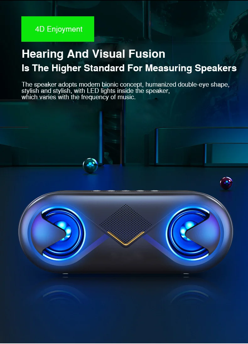 Mini Bluetooth Speaker Portable Wireless Speaker Sound System 3D Stereo Music Surround led light Support Bluetooth TF AUX U-disk (3)