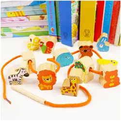 Детские деревянные бусы игрушки мультфильм животных номер вместе Мода комплект DIY Развивающие Игрушки для маленьких мальчиков девочек Craft
