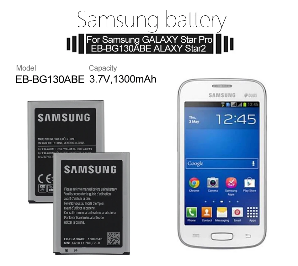 Samsung телефон батарея EB-BG130ABE 1300 мАч для samsung Galaxy Star 2 G130 G130E G130H G130HN G130BU/DS батареи