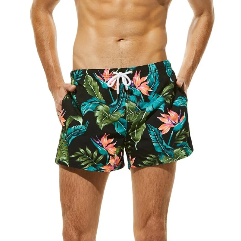 New Quick Dry Mens Swim Shorts Summer Men Breathable Trunks Pant Flower ...