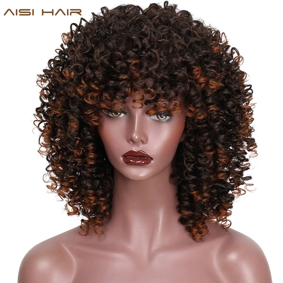 Comprar Peluca rizada Afro pelo AISI peluca sintética marrón y Ombre pelo negro Natural para mujeres pelo resistente al calor