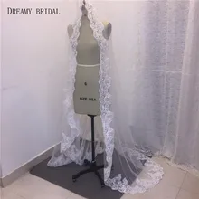 Dreamy Свадебная мода простая кружевная свадебная вуаль один слой 3 метра длинный свадебный аксессуар свадебная вуаль дешево онлайн