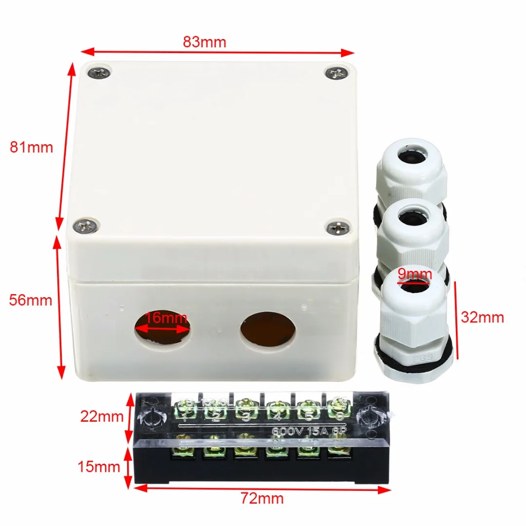 1 шт. ABS водонепроницаемая распределительная коробка 15A 600 в Mayitr наружная внутренняя распределительная коробка Электрический Корпус чехол 6 портов 83*81*56 мм