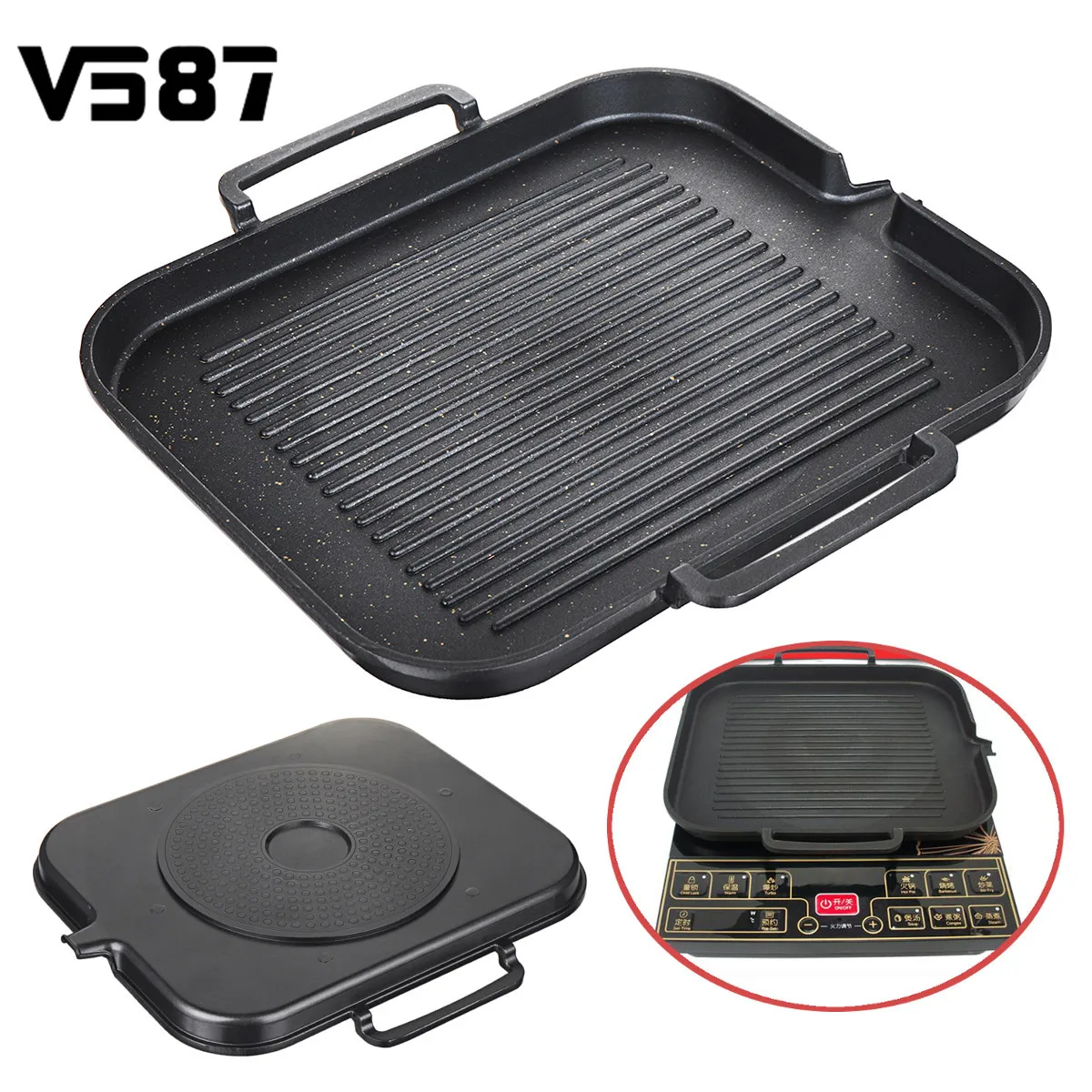 

Aluminum Alloy BBQ Grill Pan Non-Stick Cooking Grill Pan Griddle Steak Frying Pan Kitchen Accessories Camping Picnic Cookware