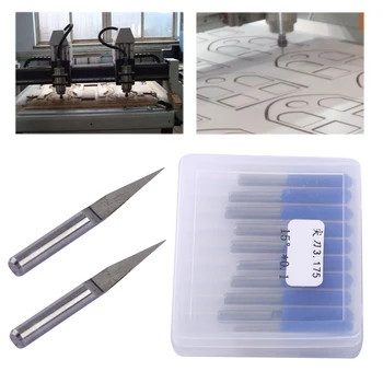 

LETAOSK 10pcs High Quality Tungsten Steel V-Shape 15 Degree 0.1mm PCB Engraving Bit CNC Router Tool