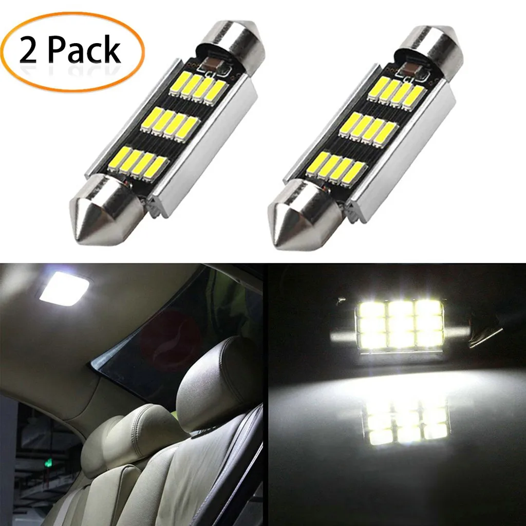 

2Pcs 42mm LED Light 6500K White SMD Car Dome Double-Tip Reading Lamp Roof Bulb LED Lamps For Cars Map Dome Lights