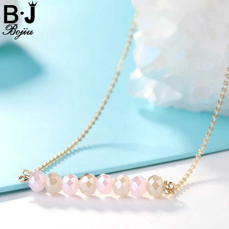 

BOJIU Necklace For Women New Fashion Romantic Trendy Girl Colourful Crystal Pendant Necklaces With Copper Chain NKS013