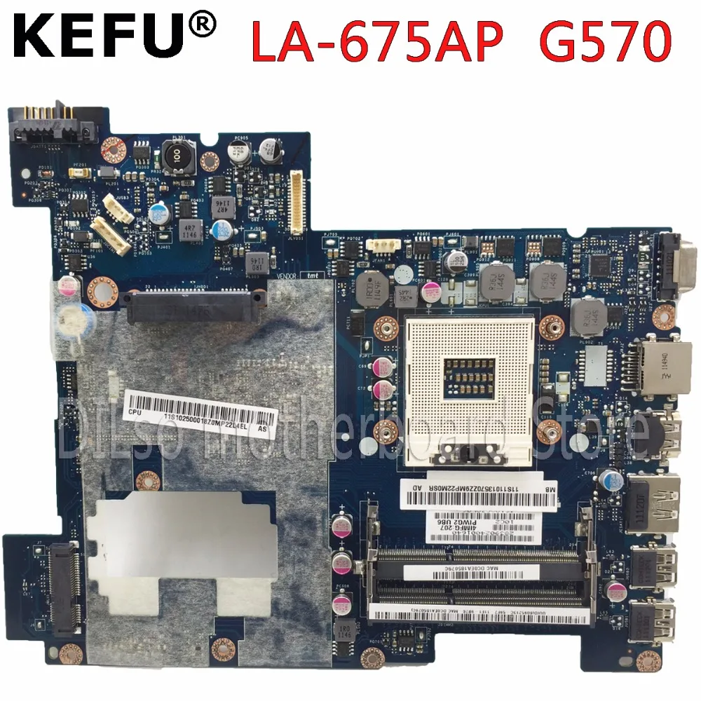 KEFU LA-675AP motherboard For Lenovo G570 laptop motherboard REV1.0 HM65 DDR3 PGA989 mainboard free