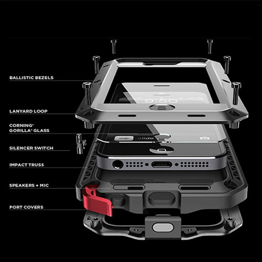 Fast Ship 1 1 Doom armor Dirt Weather Shockproof Metal alloy cell phone case For iPhone