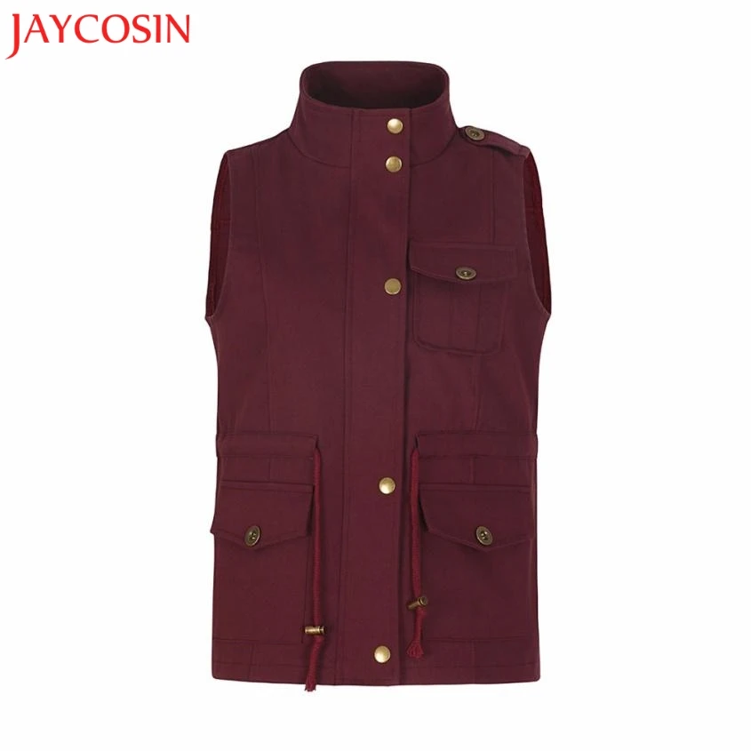 

JAYCOSIN Women's Lightweight Sleeveless Stretchy Drawstring Jacket Vest with Zipper Coat z0801