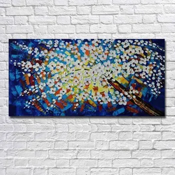 

Free shipping 100% Handmade Abstract white flowers Oil Painting on Canvas Pictures wall image picture room Home Decor no frame