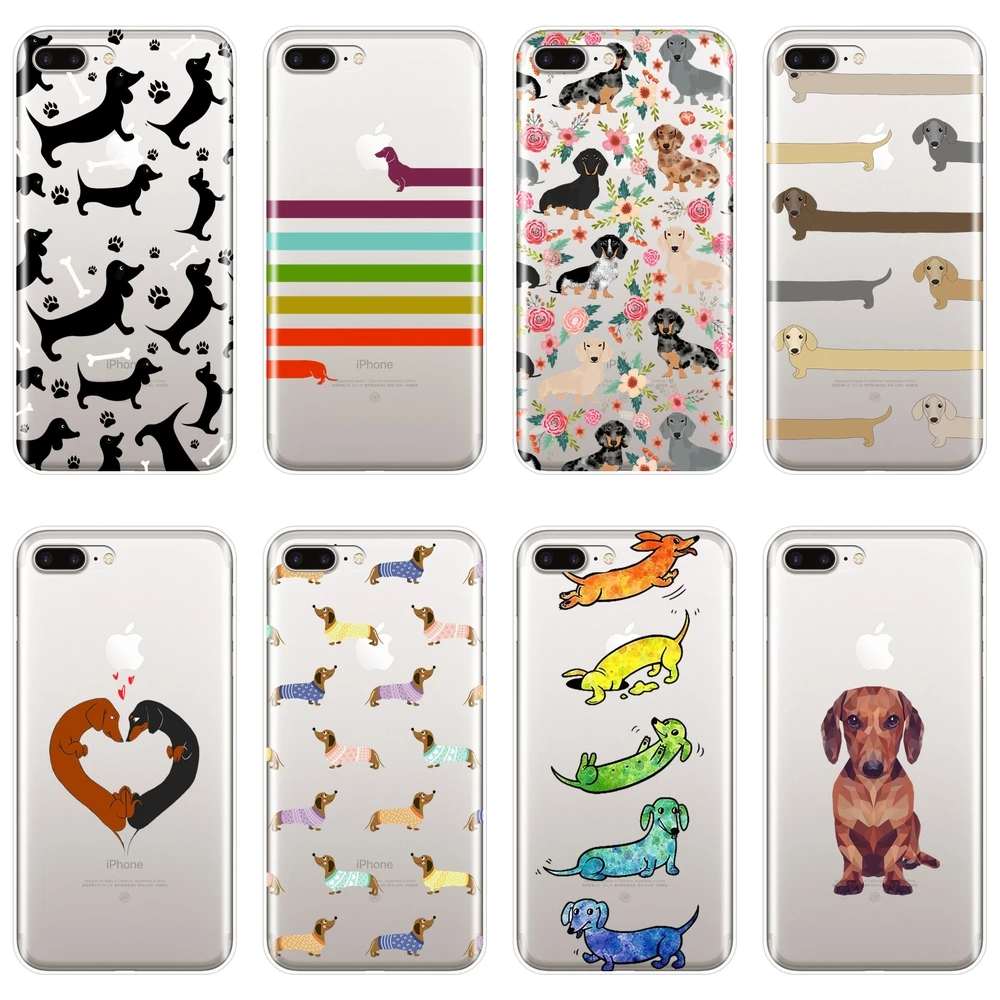 

Soft Phone Case For iPhone X XR XS MAX 8 7 6S 6 S Silicone Dachshund Dog Heart Love Kawaii Back Cover For iPhone 6 S 6S 7 8 Plus