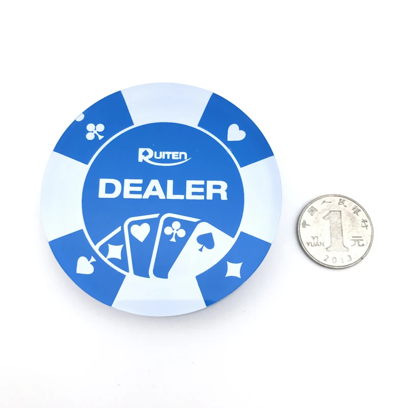 1PC Baccarat 95g Acrylic Blue PokerFlower DEALER Button Texas Hold'em PokerStars Poker Cards Guard Chips Diameter 72 mm qenueson