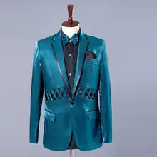 Singer star style dance stage clothing for men suit set with pants 2017 mens wedding suits costume groom formal dress tie green