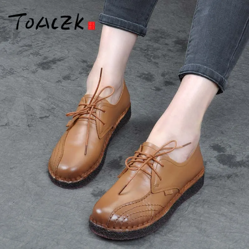 

New flat bottom shoe ties casual shoes flat heel thick comfortable mother shoe soft sole single shoe