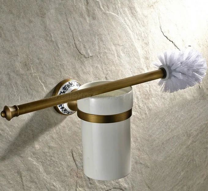 Toilet Brush Holder,Toilet Brush Cup,Ceramic Antique Brass Bathroom Hardware Set Bathroom Accessories zba406