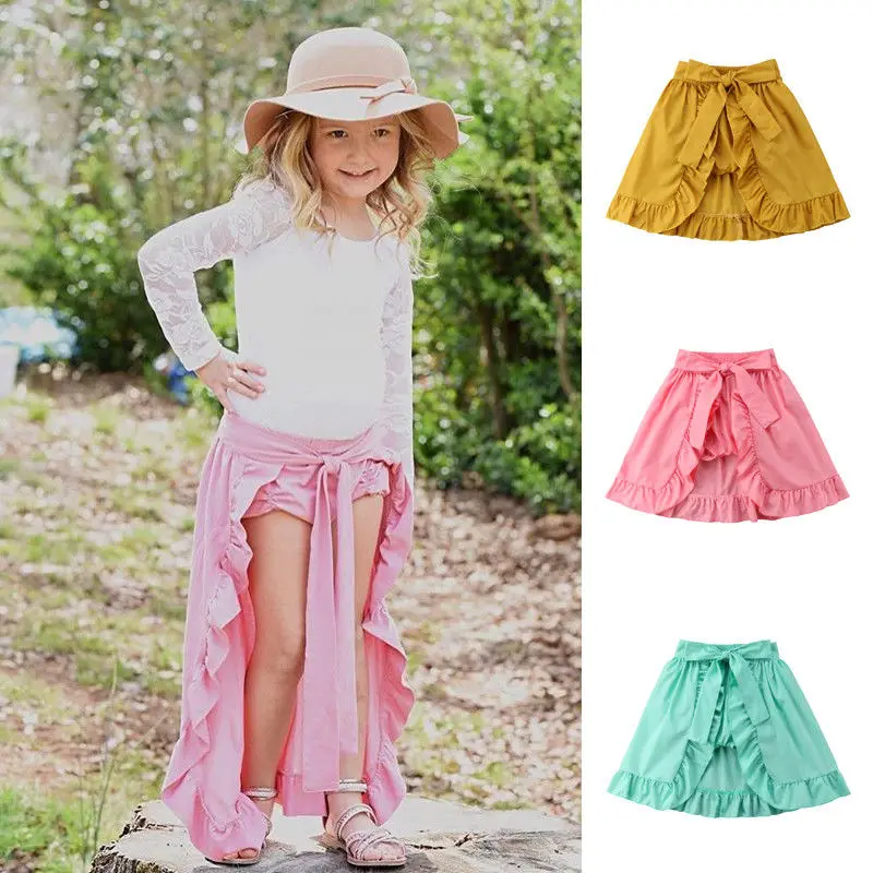 

1-6Y Toddler Kids Baby Girl Ruffles Bowknot Skirt Shorts 2PCS Outfits Princess Bottom Clothes Set