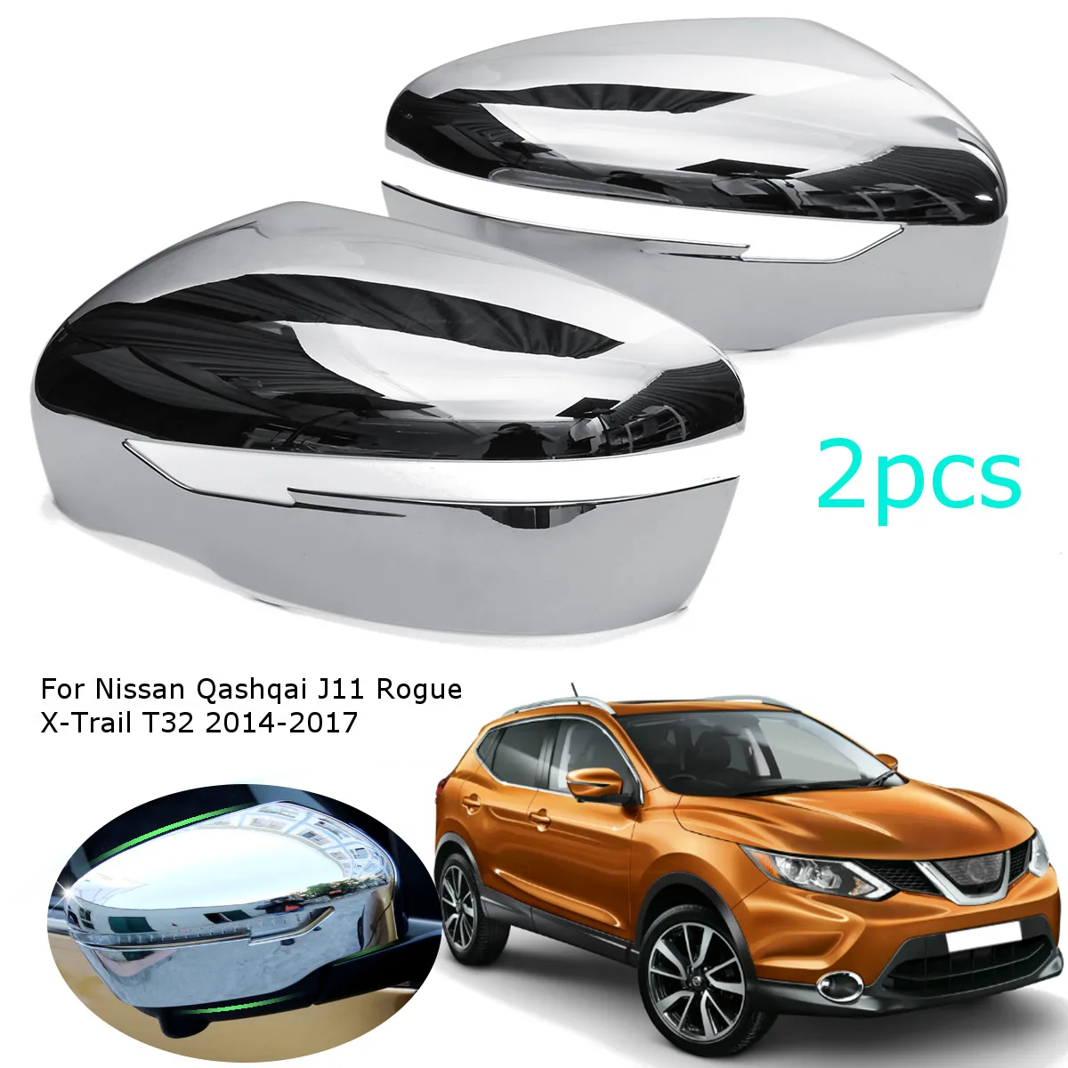 

2X Car Door Wing Rearview Side Mirror Cap Cover For Nissan Qashqai J11 Rogue X-Trail T32 2014 2015 2016 2017 2018 2019