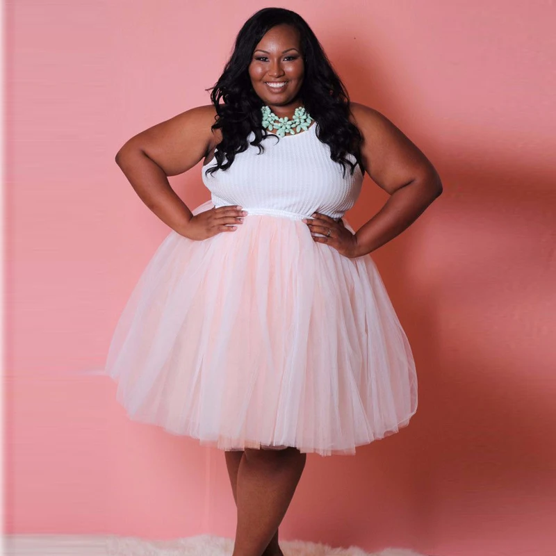 Plus-Size-Tutu-Skirt-Ball-Gown-Knee-Length-Party-Bridesmaid-Skirt-Women-Pink-Tulle-Skirts-Free