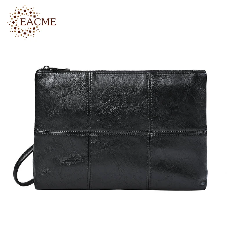 

EACME Fashion Thread Grid Business Envelope Bags Men Day Clutches PU Document Handbag Wristlet Bag Messenger Shoulder Bag NEW
