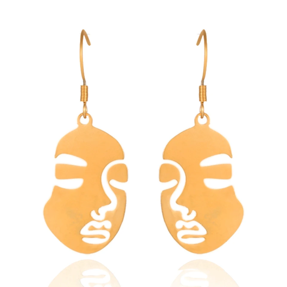 Различные золотые серьги-гвоздики из нержавеющей стали для женщин и девушек модные минималистичные серьги гвоздики ювелирные изделия подарки - Окраска металла: Golden Face
