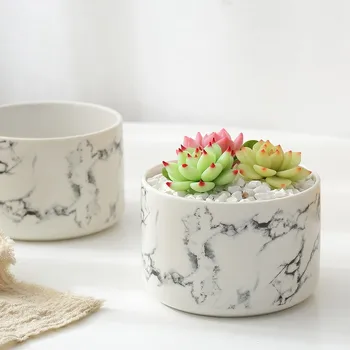 

1Pcs Marble Pattern Succulents Pot Personality Creative Nordic Flower Pot Garden Home Office Christmas New Year Decoration