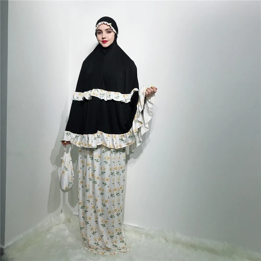 

Muslim Print Long Robes Tops Skirts Jubah Middle East Eid Ramadan Islamic Abaya Dress Lace Scarf Full Length Cardigan Kimono