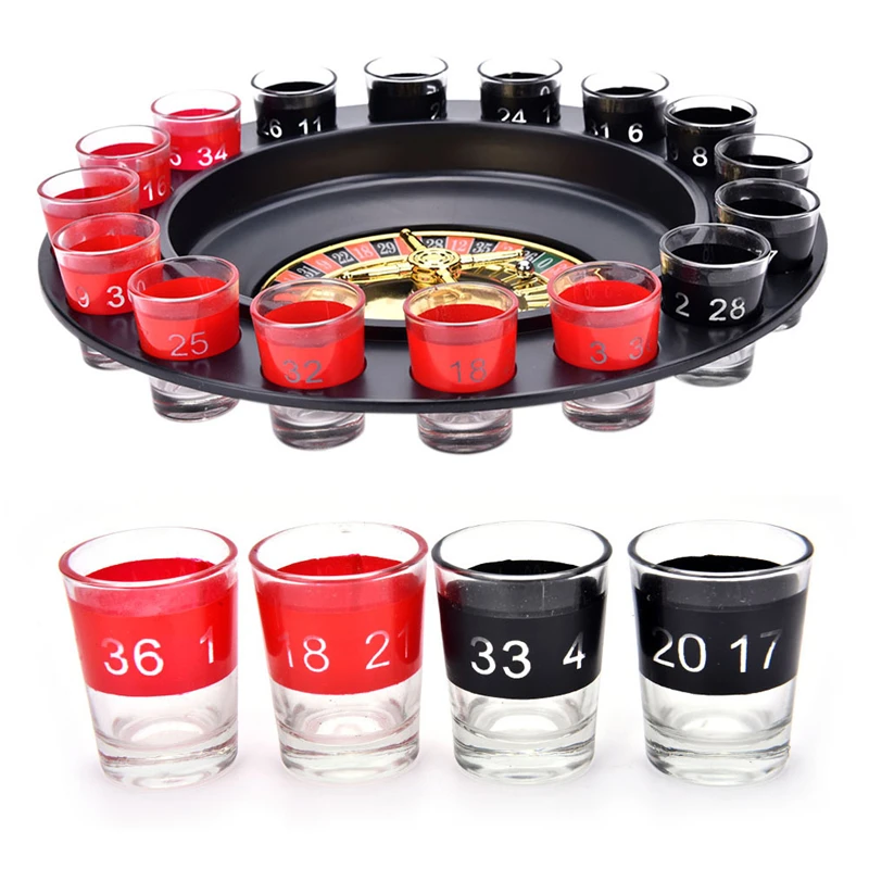 

Adult Party Drinking Set Creative Russia Drinking turntable Shot Glass Roulette Set Novelty Drinking Game with 16 Shot Glasses