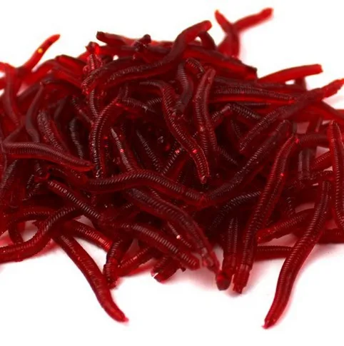  50Pcs/lot 3.5cm Simulation Earthworm red Worms Artificial Fishing Lure Tackle Soft Bait Lifelike Fishy Smell Lures Red 