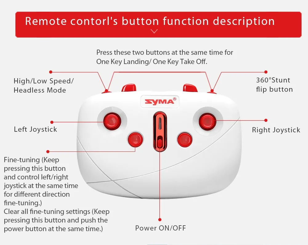 5.Syma X20X20-S Drone With Single Hand Controller RC Dron Quadcopter RC Helicopter 6-aixs Gyro 2.4G 4CH 3D Rolling Headless Mode