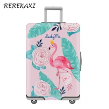 Чехол для багажа REREKAXI для 19-32 дюймов, чехол для костюма, Эластичный Защитный чехол на колесиках, чехол для багажа, чехол для путешествий с изображением фламинго