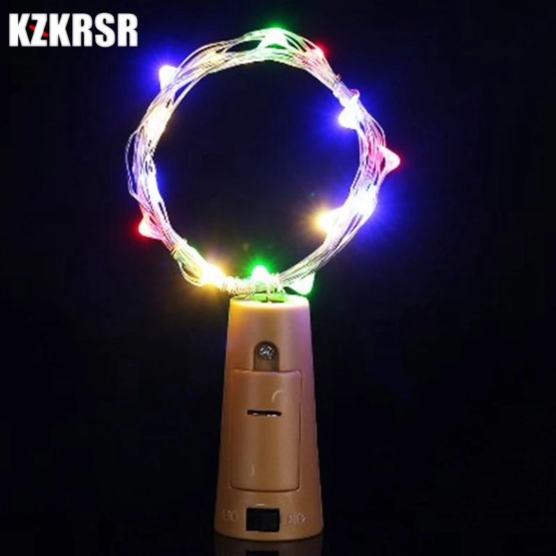 KZKRSR 10 шт. 2 м в форме пробки бутылки пробки батарея свет стекло вино красочный свет шнура для бара рождественские вечерние свадебные