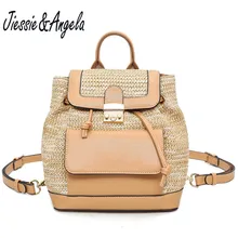Jiessie & Angela Мода соломы рюкзак для подростков девочек Школьные ранцы кожа Рюкзаки дорожная сумка Bolsas Mochila