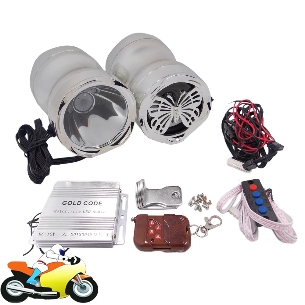 Buy Silver Motorcycle Stereo Alarm Speakers Audio System Remote Control MP3
