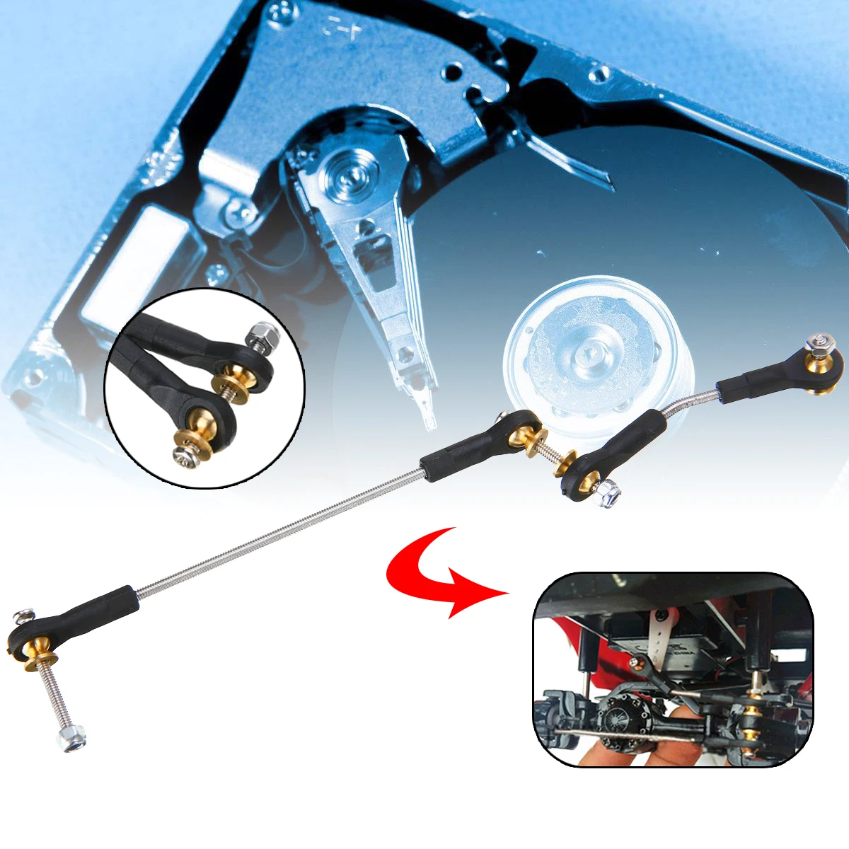 1 Set Metal RC Car Steering Rod RC Steering Rod RC Car Steering Pull Rod Upgrade Part For WPL B1 B14 B24 B24 C14 C24 1/16