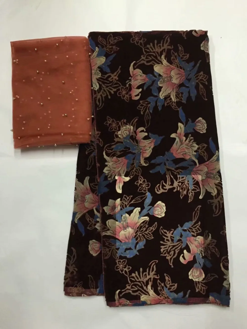 

2018 High Quality African Nigerian Lace Swiss Velvet Lace Fabric for women's evening dress 7 yard/lot