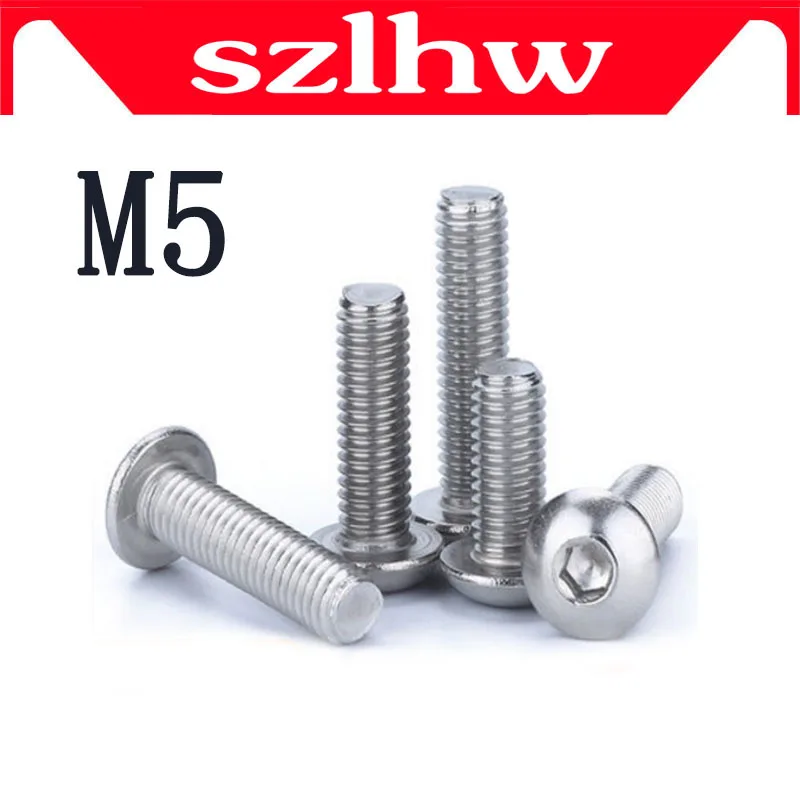 

High quality M5 Bolt A2-70 Button Head Socket Screw Bolt SUS304 Stainless Steel M5*(8/10/12/14/16/18/20/25/30/25/30/35~100) mm