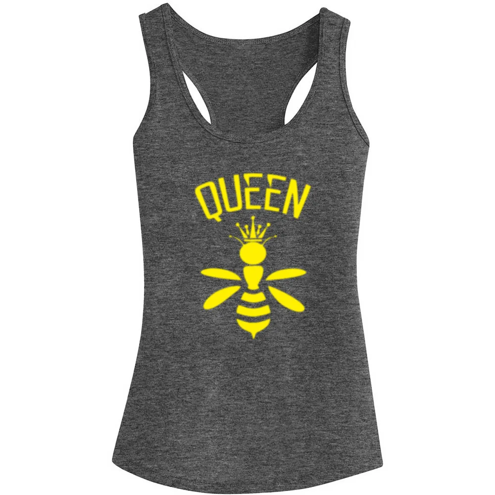 Женские майки для фитнеса и тренировок Queen Bee Crossfit Racerback-серые с перьями | Женская
