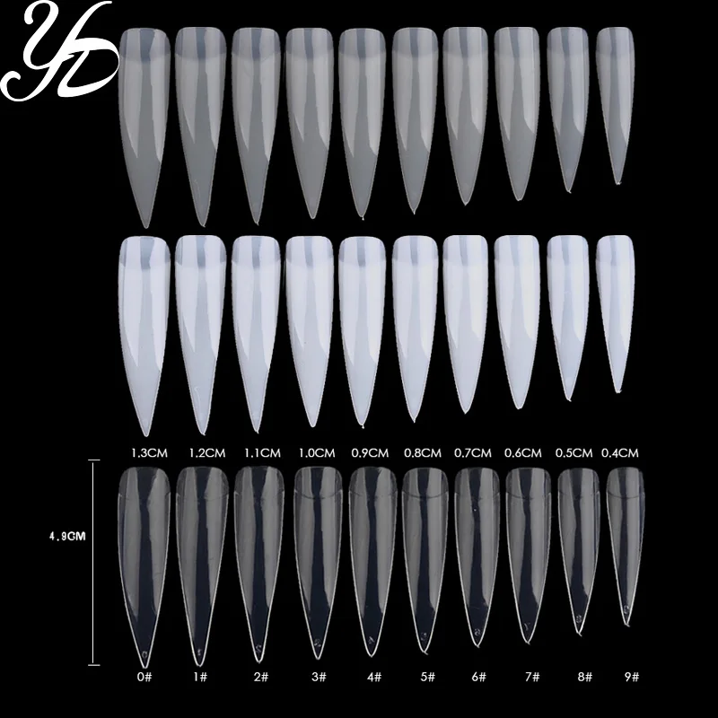 Yiday 30 шт длинные/короткие салонные накладные ногти прозрачные натуральные белые для 3D акриловый УФ гель для ногтей Акула сковальный Stitetto