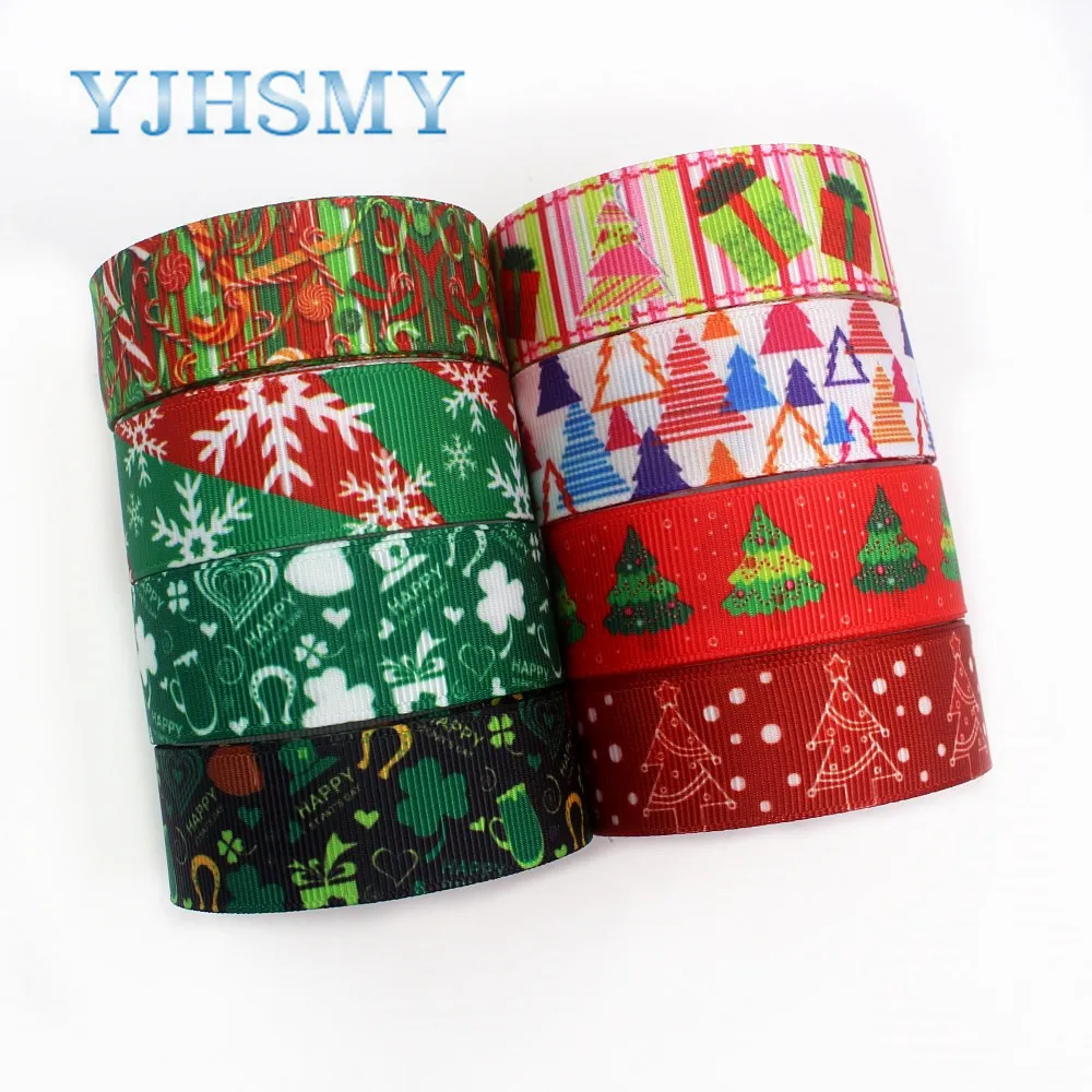 

YJHSMY I-19713-7,22mm,10yards Christmas series Cartoon grosgrain ribbons,bow cap accessories and decorations,DIY materials
