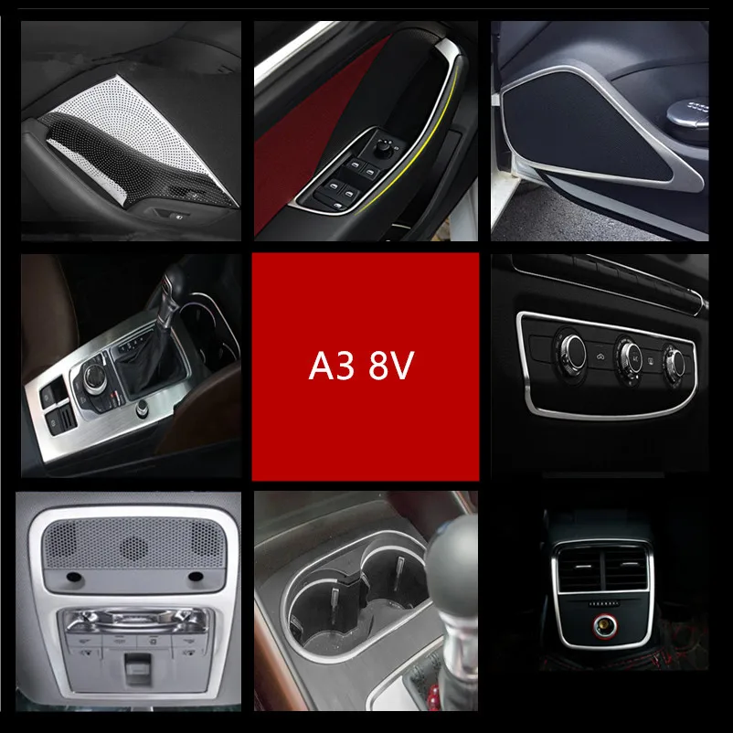 

Stainless Steel Center Consoel Gear Shift Cover Trim For Audi A3 8V 2013-2018 Car Door Audio Speaker Frame Decoration Decals