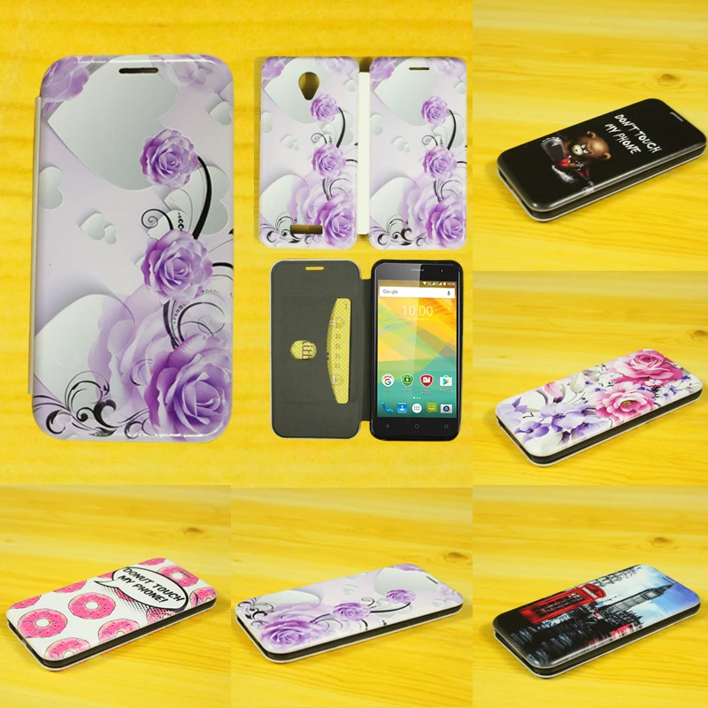 

Embossed Full Protect Magnetic Love Heart Purple Flower Rose Art Pattern Hard Leather Case for Prestigio Wize G3 PSP3510DUO