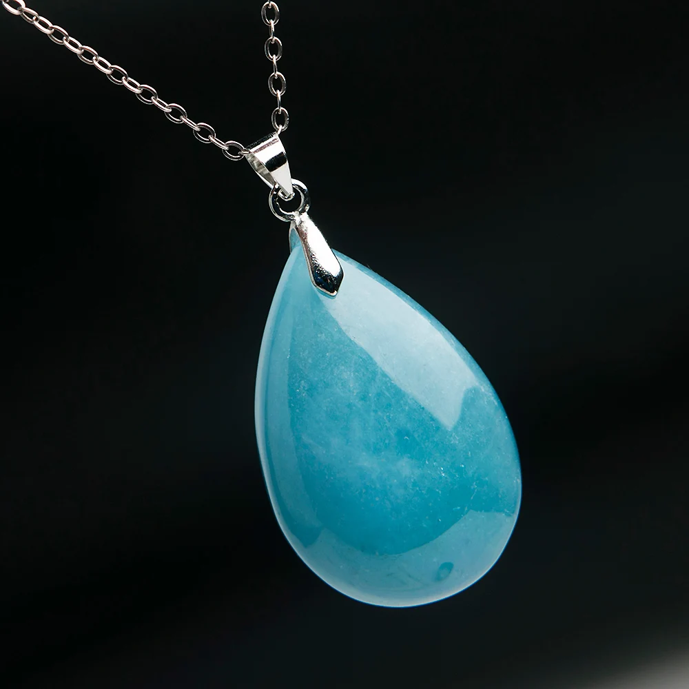 

Excellent Natural Aquamarine Blue 34x22x12mm Transparent Crystal Pendant Ocean Round Woman Top Aquamarine Drop Shipping AAAAA