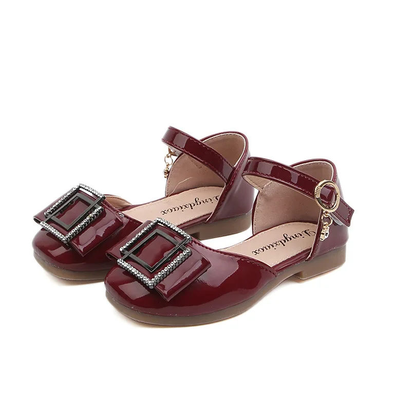

AFDSWG kids shoes summer patent leather black kids leather sandals low heel sandal princess pink sandals for toddler girls