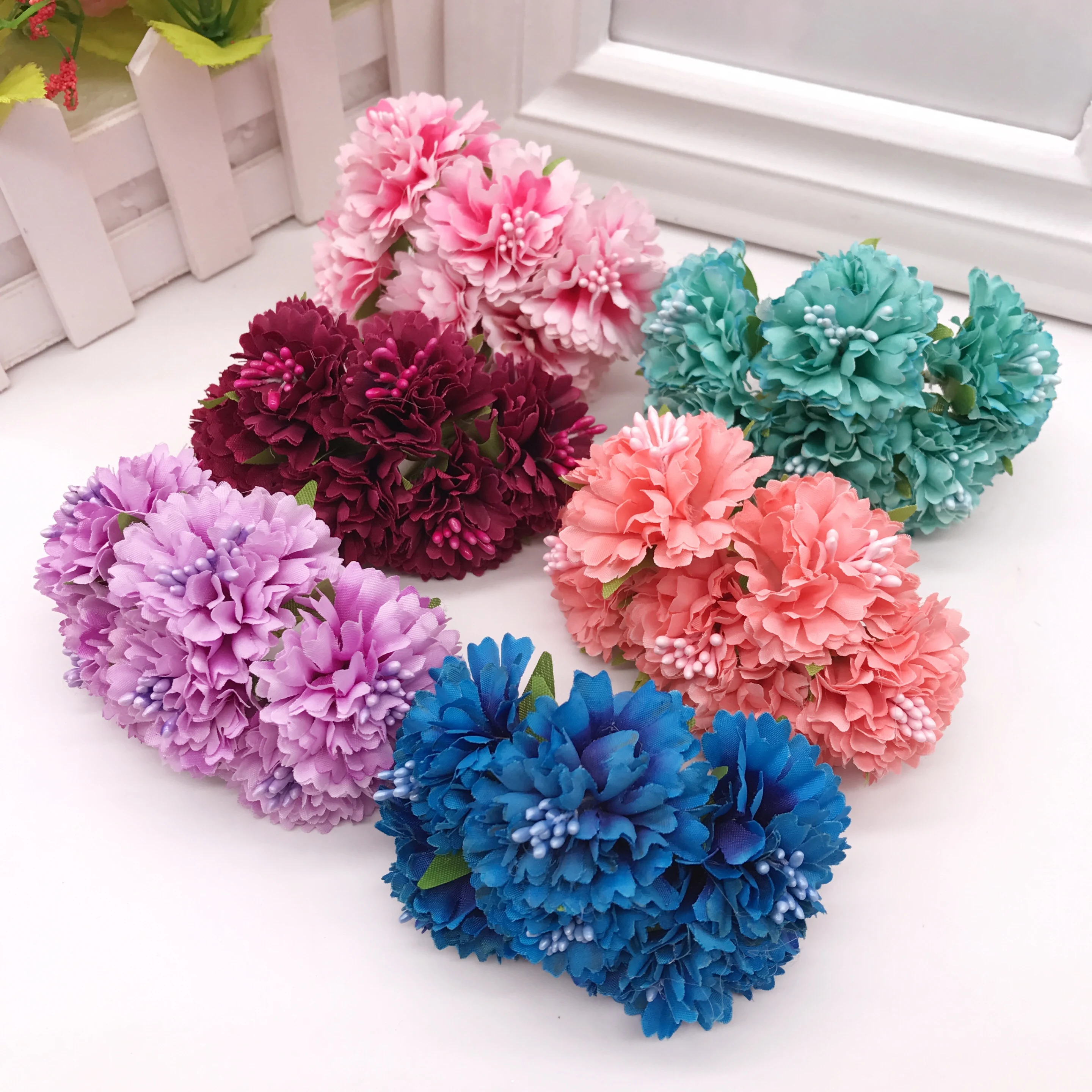 Marigold 6 шт./букет 4 см мини Маргаритки букет искусственный цветок свадебное