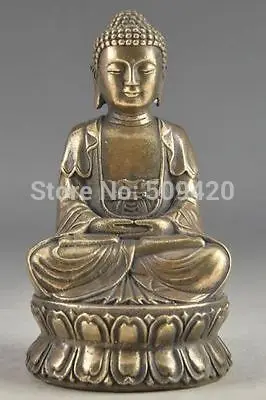 

Free Shipping Hand Hammered Bless Collectable Chinese Brass Old Amulet Buddha Statue