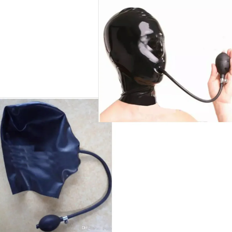 

100% Latex Hood Fetish Mask with inflatable gags Sexy Mask Party Props